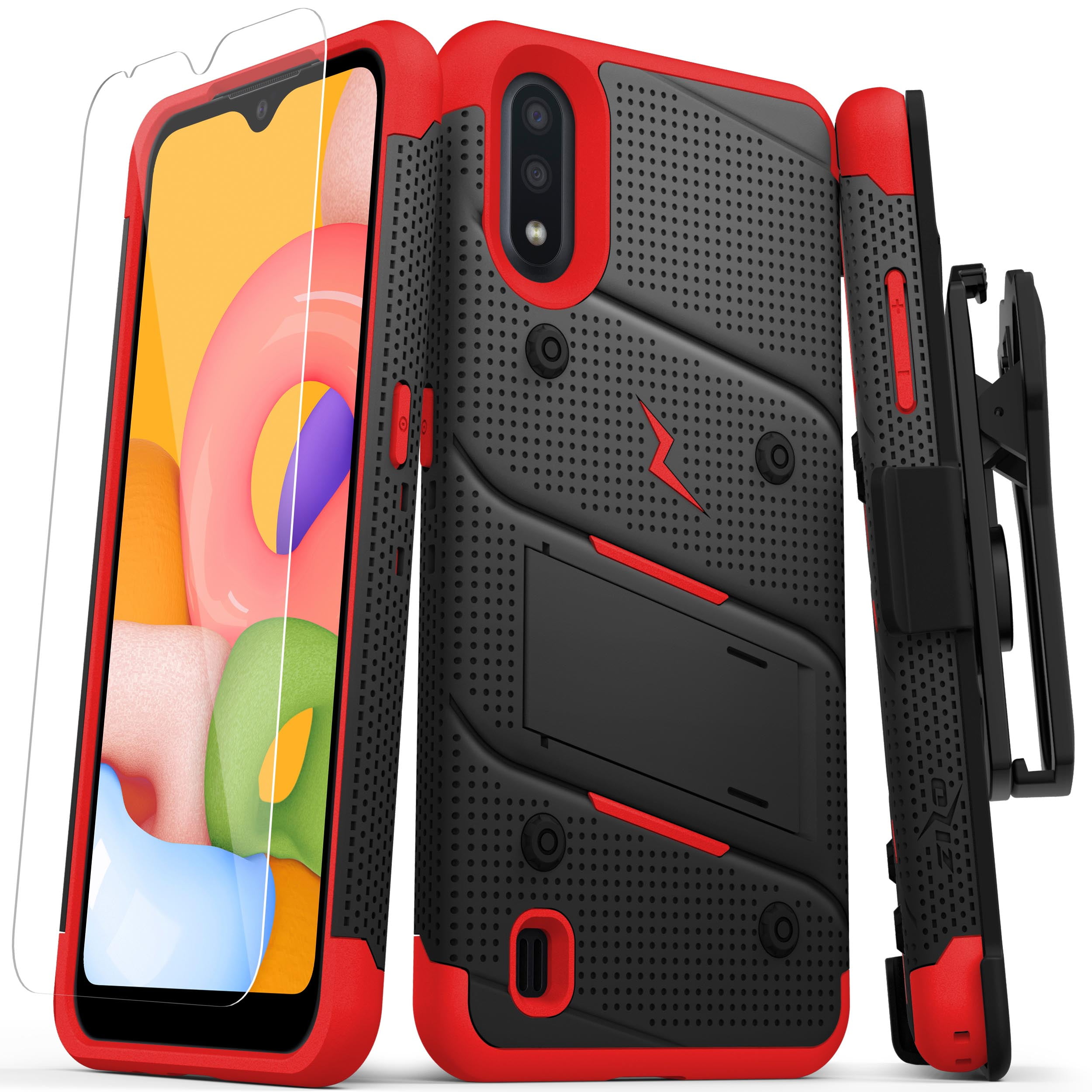 Zizo BOLT Series Galaxy A01 Case Black & Red