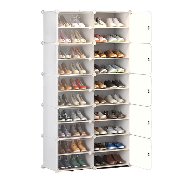 Zapatero con Cubierta,8Niveles 48pares de Armario de Almacenamiento de Zapatos, Cajas de Zapatos de Estantes de Plástico para Zapatos, Organizador para Armario, Pasillo, Dormitorio