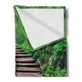 thumbnail image 2 of Forest Soft Flannel Fleece Blanket, Pathway in Pond over the Lake Natural Organic Life Rainforest's into the Wild Photo, Cozy Plush for Indoor and Outdoor Use, 60" x 80", Brown Green, by Ambesonne, 2 of 5