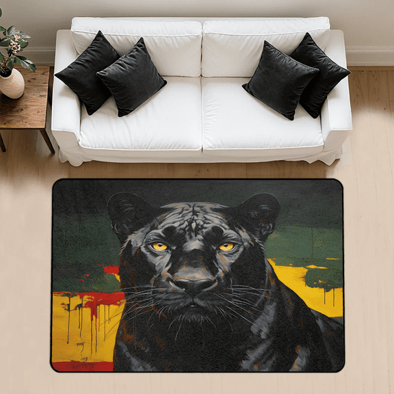 CURLYOOT Black Panther Area Rug 3x5 Ft Rugs for Entryway Entrance Kitchen, Washable Non Slip Indoor Floor Carpet for Bedroom Living Room