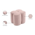 thumbnail image 5 of Meridian Furniture Ottomane en Velours Rose en Forme de Fleur de Trèfle, 5 of 5