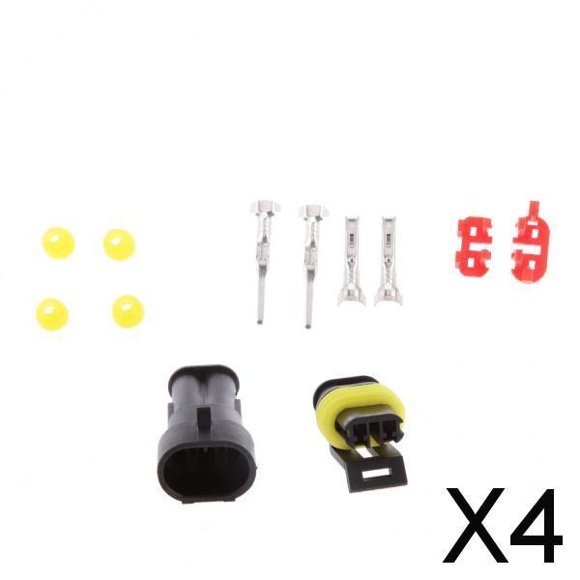 DYNWAVECA 4 x 2 Pin With Terminals Plug Water Resistant Car Connector