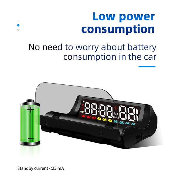 Car Head-Up Display L5 Over-speed Warning Rollover Board Projector System OBD 2 HUD Auto Data Display with Reflection for Safe Driving