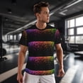 thumbnail image 3 of Wukai Colorful Sparkling Print Men's Short-Sleeved Mesh T-Shirt,Quick-Dry Short Sleeve Workout T-Shirt-Small, 3 of 8