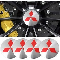 4pcs 2.22inch Car Logo ABS Material Wheel Center Cap Sticker Wheel Emblem Badge Logo Stickers (fit Mitsubishi Silver) Eclipse Evolution Mirage Montero