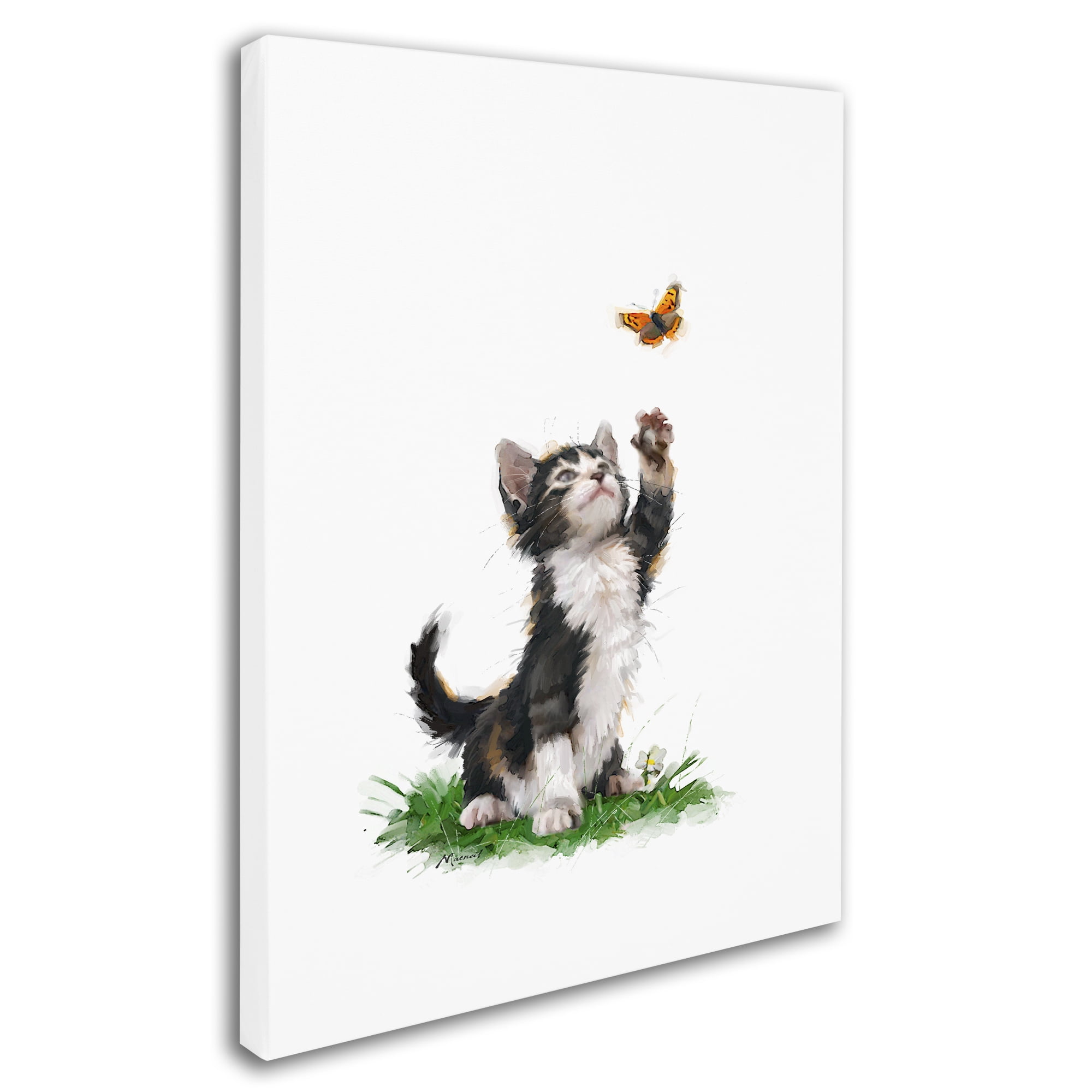 Trademark Fine Art 'Cat With Butterfly' Canvas Art by The Macneil Studio
