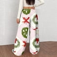 thumbnail image 4 of Women's Casual Wide Leg Pants, Christmas Print Elastic Waist Loose Plush Trousers, Cozy Winter Trousers for Indoor and Outdoor Casual Wear,Light pink,2XL, 4 of 4