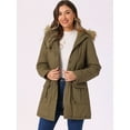 thumbnail image 2 of Unique Bargains Women Windproof Winter Parka Puffer Coat with Faux Fur Hood 2XL Khaki, 2 of 6