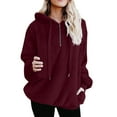 thumbnail image 3 of Meichang Womens Oversized Hoodie Sherpa Quarter Zip Pullover with Pocket Fuzzy Fleece Sweatshirt Winter Warm Long Sleeve Hoodies, 3 of 6