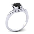thumbnail image 2 of SuperJeweler 1 Carat Rose Cut Cushion Shape Black and White Diamond Ring in 14 Karat White Gold for Women, 2 of 6