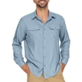 thumbnail image 2 of POENTAB Mens Safari Work Shirts Long Sleeve Hiking Fishing Tops UPF 50+ Quick Dry Camping Travel Button Down Shirt with Pockets, 2 of 9