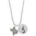thumbnail image 1 of Delight Jewelry Stainless Steel I Love You to Texas - Silvertone Script Initial Disc - J - Charm Necklace, 20"+3", 1 of 4