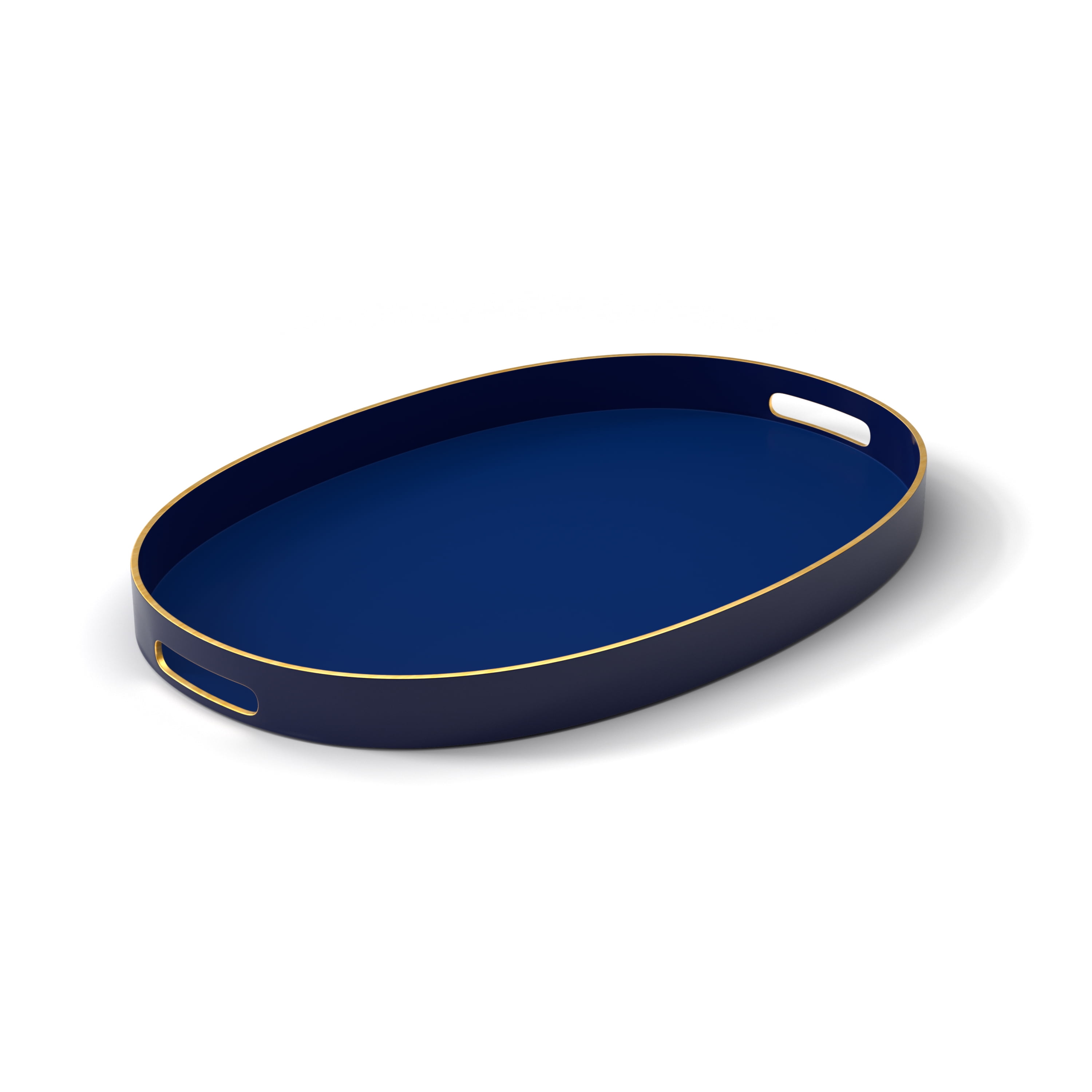 American Atelier Cobalt Blue Serving Tray with Gold Trimming Oval