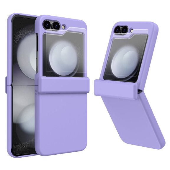Allytechgroup Rugged Case for Samsung Galaxy Z Flip 5, with Build in Screen Protector Anti-Scratch Hinge Protection Full Body Shockproof Bumper Hybrid Phone Case Shell for Galaxy Z Flip 5, Purple