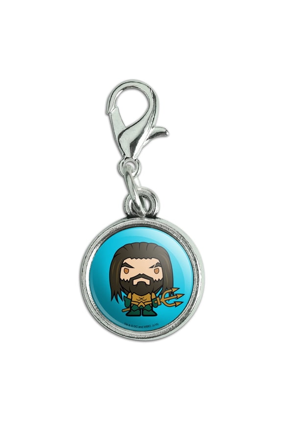 Aquaman Movie Cute Chibi Character Antiqued Bracelet Pendant Zipper Pull Charm with Lobster Clasp