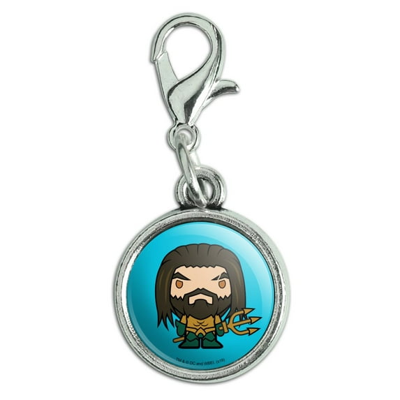 Aquaman Movie Cute Chibi Character Antiqued Bracelet Pendant Zipper Pull Charm with Lobster Clasp