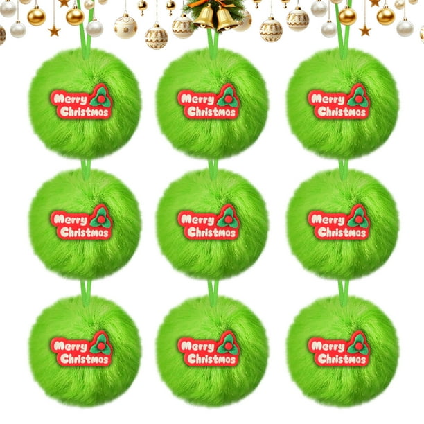 Herunwer Lime Green Furry Elf Christmas Tree Ornaments - Hanging Ball Ornaments for Christmas Party & Home Decorations