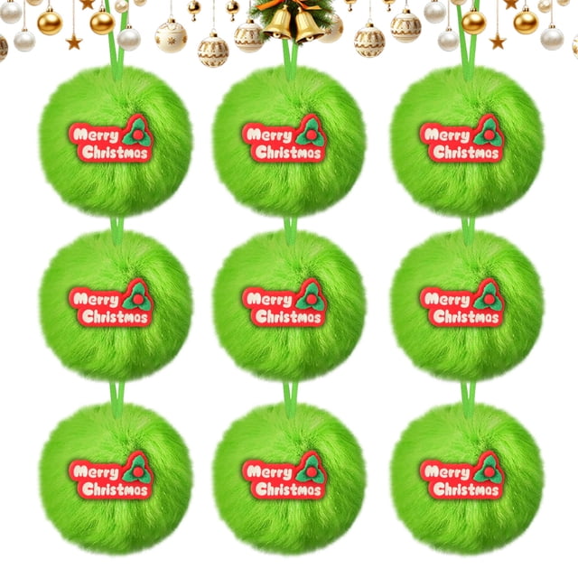 6 Adornos Colgantes para Árbol de Navidad con Bolas de Imitación Peludas y Cinta para Fiestas.