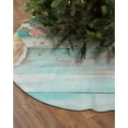 thumbnail image 2 of Aqua Coastal Christmas Tree Skirt 48 Inches Large Christmas Skirt Tree, Summer Beach Starfish Shell Vintage Wood Tree Skirt Christmas Decorations for Fireplace Party Holidays Indoor Outdoor, 2 of 7