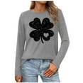 thumbnail image 5 of Lenpel Long Sleeve Shirts for Women Plus Size Crewneck St. Patrick's Day Printed Casual Pullover Tops Loose Lightweight Sweatshirts(Gray,4X-Large), 5 of 5