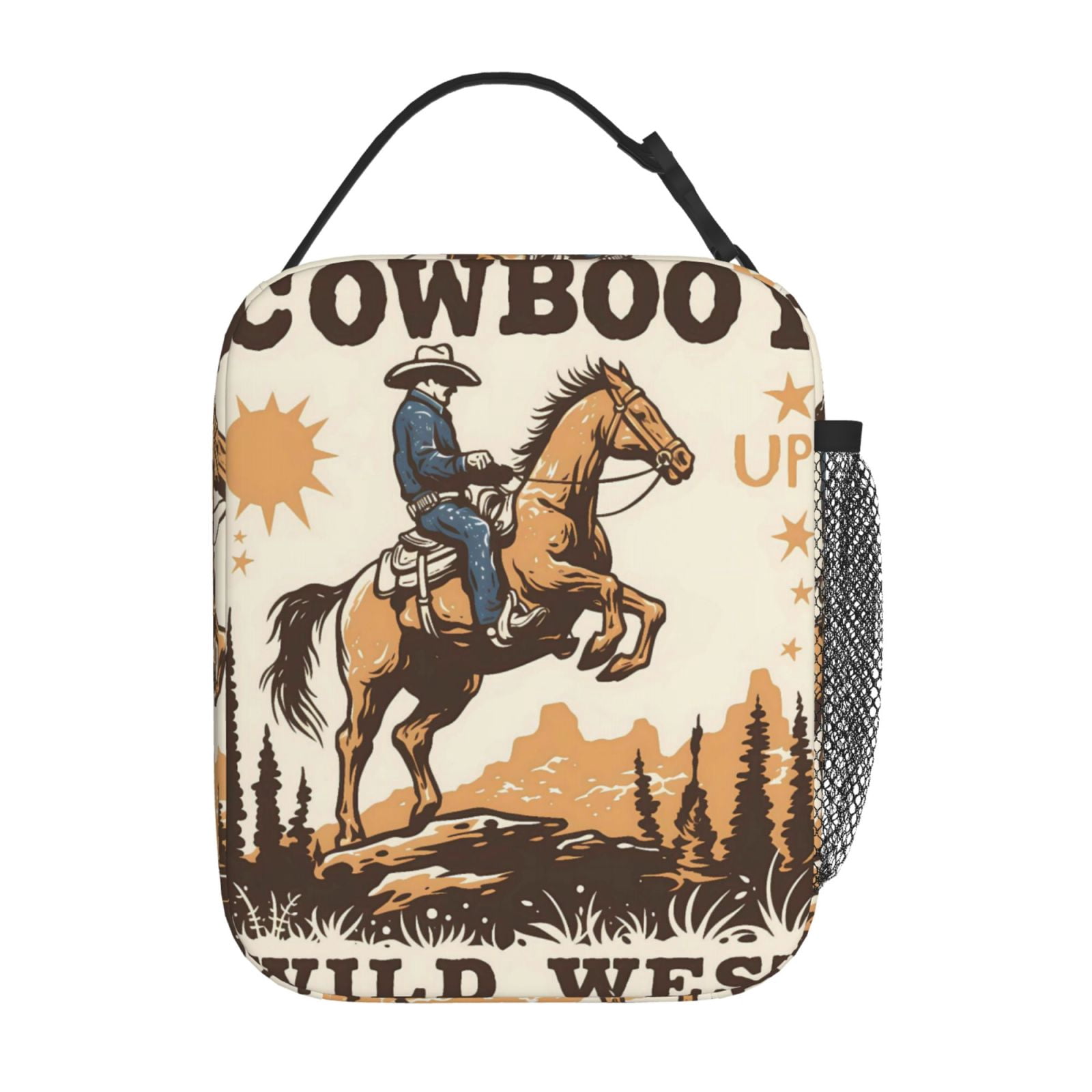 Lunch Bag For Women Men Insulated Portable Lunch Box Bento Box Office Picnic Travel Cooler Bag Cowboy Riding A Horse (3)