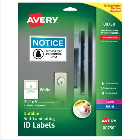 Avery Easy Align Self-Laminating ID Labels, 00750, 7-1/2