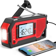 Emergency Radios, Doosl NOAA Weather Solar Radio Portable Hand Crank Flashlight Cell Phone Charge for Camping, Hiking