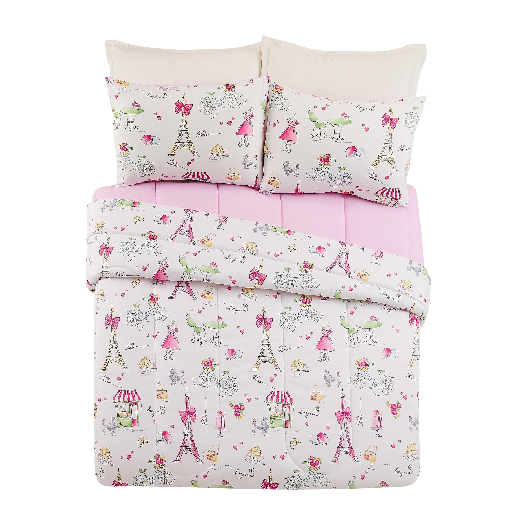 Urban Playground Kids and Teens Pretty in Paris Pink 2-Piece Comforter Set, Twin/Twin XL