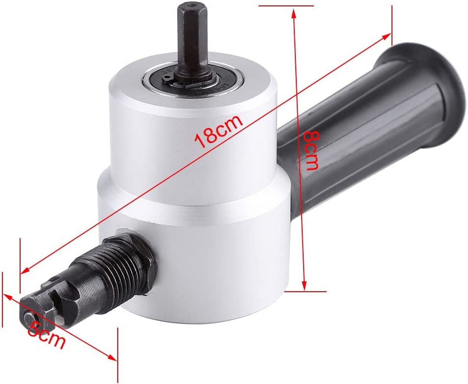 Double Head Sheet Metal Nibbler Cutter 360 Degree Adjustable Power Drill Nibbler Cutting Tools Kit Drill Attachment with Wrench for Straight Curve and Circle Cutting