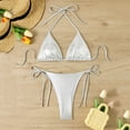 thumbnail image 4 of Metallic String Bikini for Women - Sexy Glitter Swimsuits Bathing Suit Triangle Tops Side Tie Thong Bottom Set Beach Wear, 4 of 5