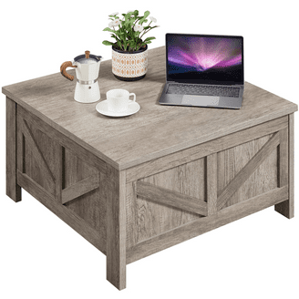 Sauder Costa Lift-Top Coffee Table with Storage Shelf, Chalked