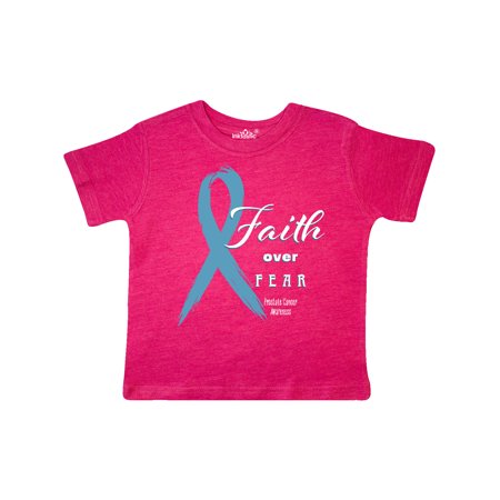 

Inktastic Faith Over Fear Prostate Cancer Awareness Light Blue Ribbon Gift Toddler Boy or Toddler Girl T-Shirt