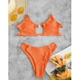 thumbnail image 5 of Hinvhai Plus size Swimsuits Women Clear Straps Ribbed Bikini Set Push-Up Brazilian Swimwear Beach Swimsuit Orange xl(XL), 5 of 9