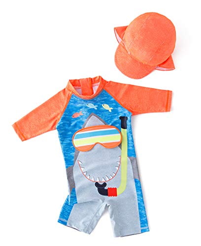 2pcs Kid Protective Swimwear Rash Guard Swimsuit Girl Boy Swimming+Hat Costume 