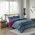 thumbnail image 1 of Intelligent Design, Boho Design, Plush Diamond Reverse Ultra Soft Quilted Faux Fur Comforters Set, Full/Queen, Navy/Purple 3 Piece, 1 of 1
