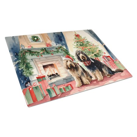 

Otterhound Cozy Christmas Glass Cutting Board Large 12 in x 15 in