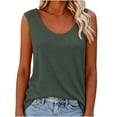 thumbnail image 6 of ClodeEU Women's Waffle Knit Crewneck Sleeveless Tank Top ,Solid Color Casual Cami Army Green,Women's Plus L, 6 of 7