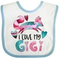 thumbnail image 3 of Inktastic I Love My Gigi Pink and Blue Fox with Hearts Boys or Girls Baby Bib, 3 of 4