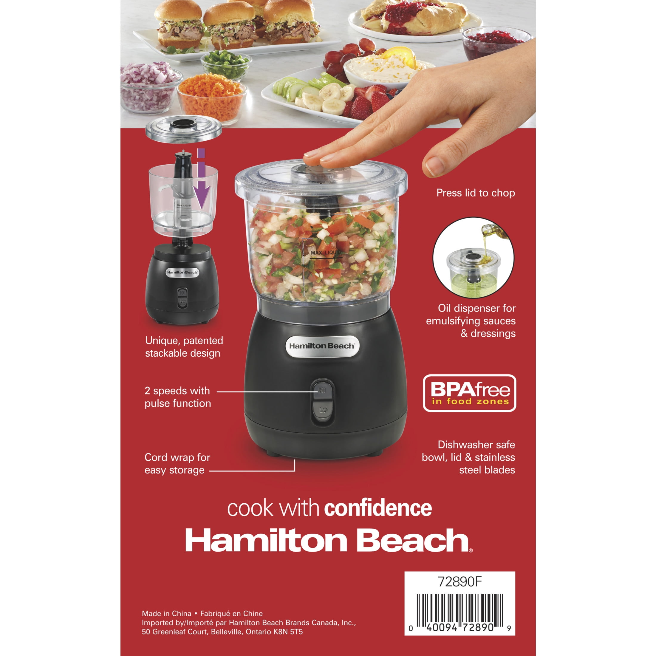 Hamilton Beach Food Chopper, 2 Speed, 3 Cup Capacity, BPA-Free