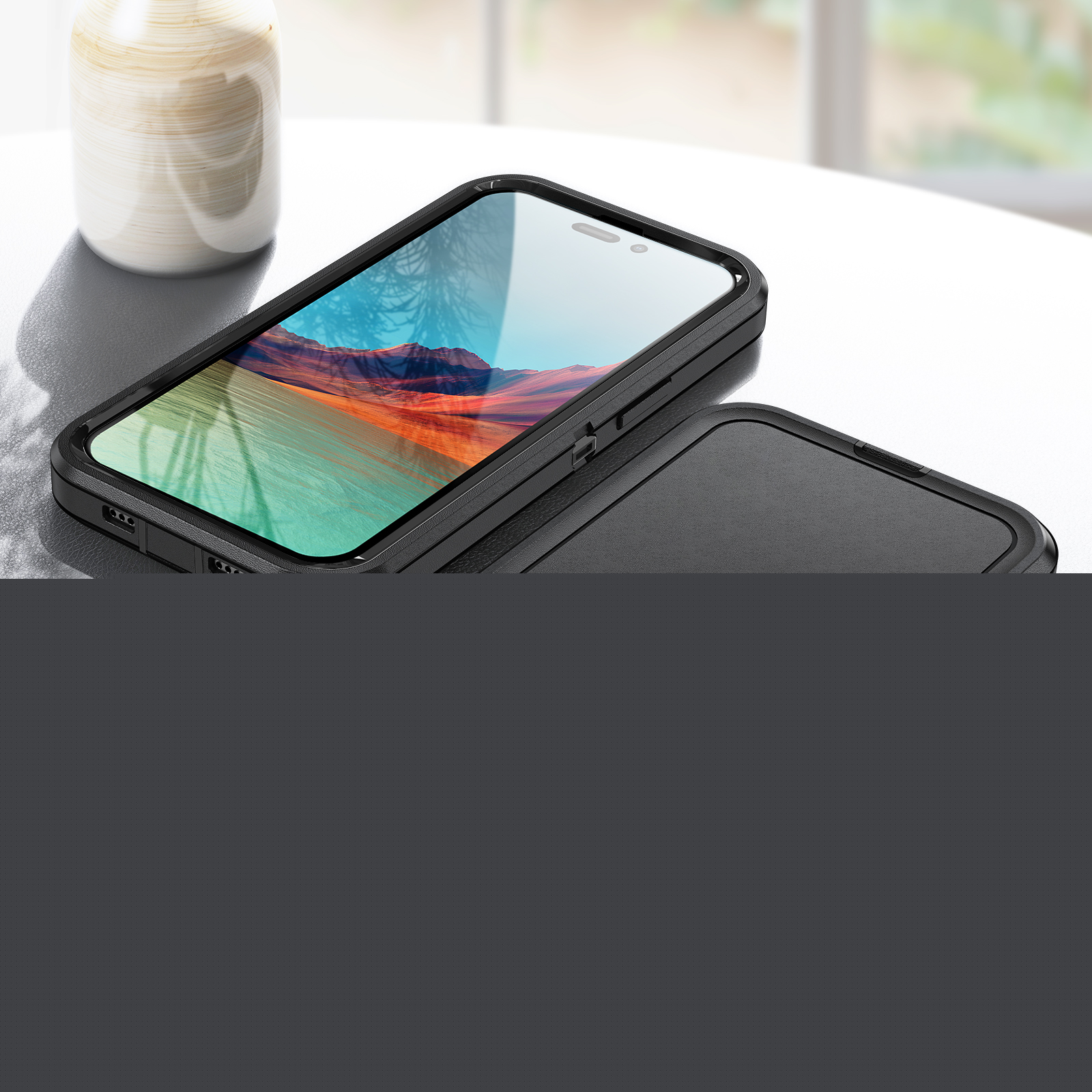 thumbnail image 7 of Dteck Case for iPhone 16,Shockproof 3-Layer Protection Rubber+ PC Case Military Grade Protective Cover for iPhone 16,Black, 7 of 7