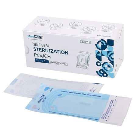 OneMed 2.25"x5" 200Pcs Self-Sealing Sterilization Pouches for Dental and Medical Tools Autoclave Sterilizer Bags Pouch for Dentist Tools