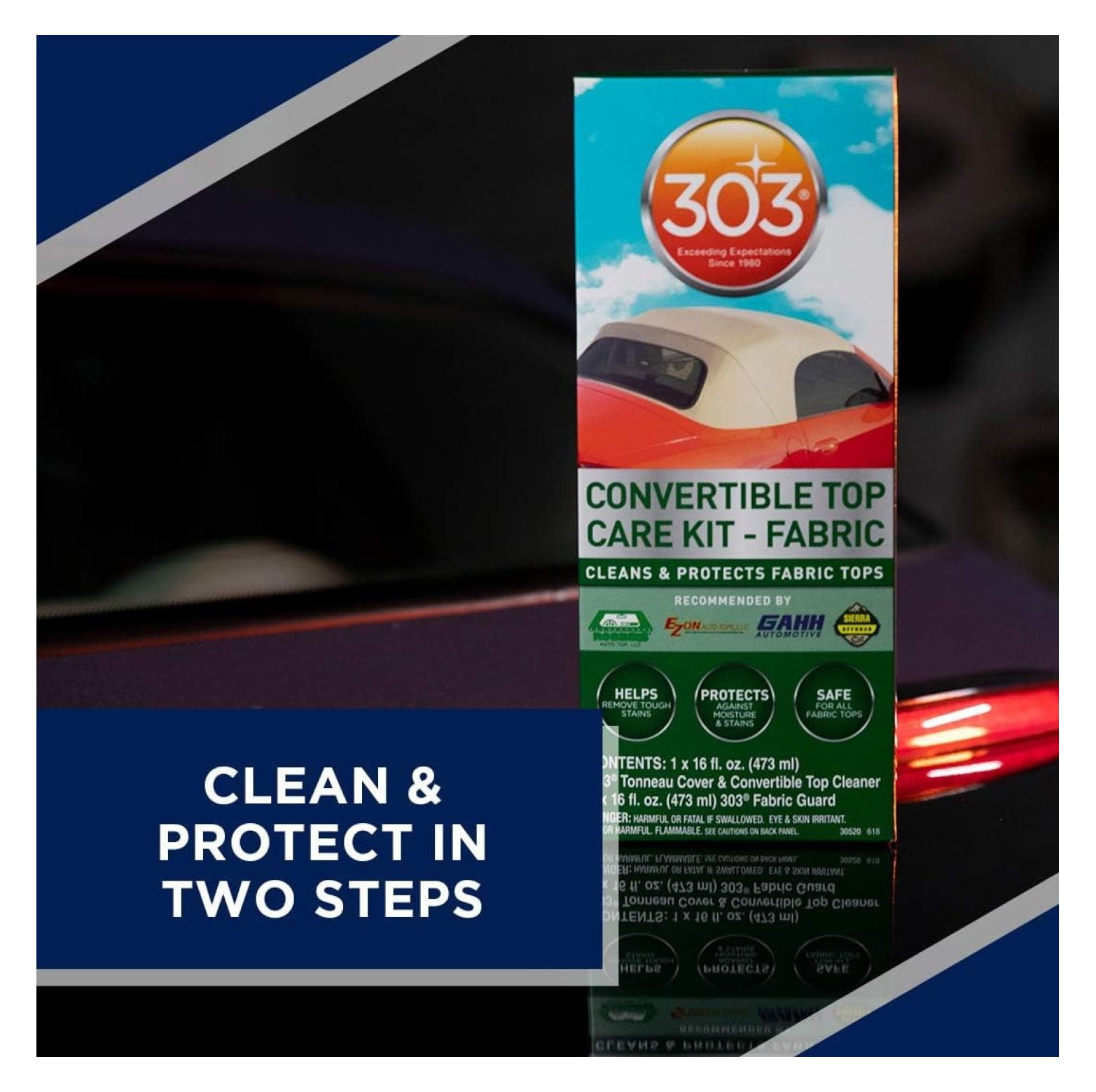 Convertible Fabric Top Cleaning and Care Kit - Cleans And Protects Fabric Tops - Includes Tonneau Cover And Convertible Top Cleaner 16 fl. oz. + Fabric Guard, (30520) 32 Fl Oz (Pack of 1)