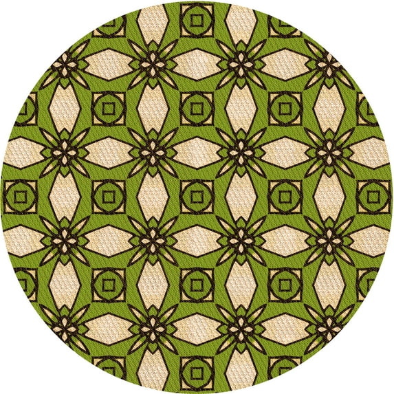 Ahgly Company Machine Washable Indoor Round Transitional Avocado Green Area Rugs, 5' Round