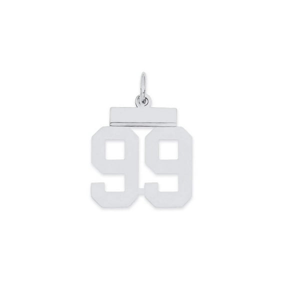 The Black Bow Sterling Silver, Athletic Collection, Small Polished Number 99 Pendant
