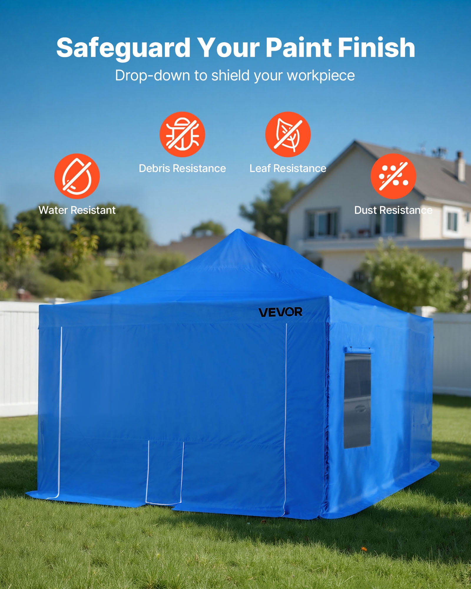 VEVOR Portable Paint Booth Tent, 231.1 x 156.7 x 70.08 inch Portable Garage Spray Tent, Waterproof Spray Booth with Foldable Frame Design & 4 Mesh Side Windows for Auto Parts, Furniture, Car Painting