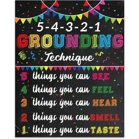 1 Pc Grounding Technique Mental Health Posters 5 Senses Therapy Office Decor Unframed Art Print Paper Counseling Office Must Haves for Wall Decor 11.02x13.77 inch(28x35cm)