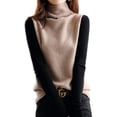 thumbnail image 4 of Chaleco de cachemira para mujer, nuevo chaleco de cuello alto 100 % lana, suéter suelto sin mangas de punto para otoño e invierno para mujer, 4 of 5