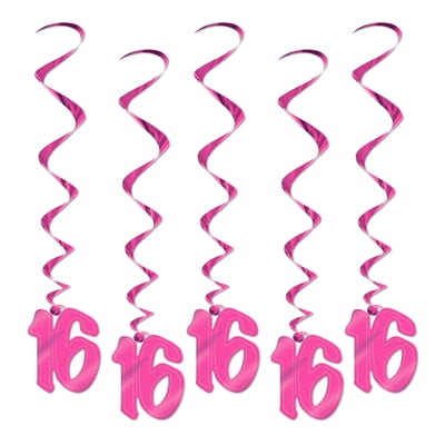 Pink Metallic 16 Hanging Whirl Party Decorations Walmart Com