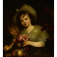thumbnail image 2 of Circle of CAREL DE MOOR 15x16 Gold Ornate Wood Frame and Double Matted Museum Art Print Titled - Children with Flowers, Fruit and a Parrot, 2 of 4