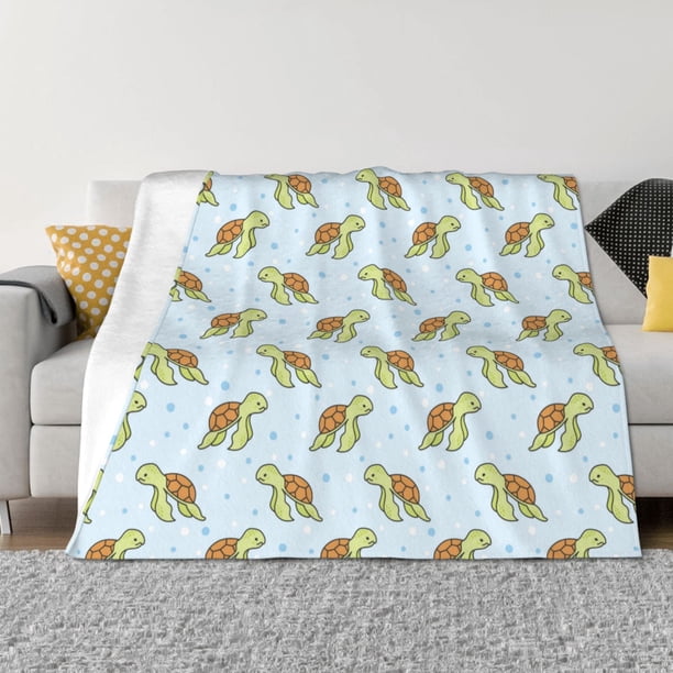 Fotbe Cartoon Sea Turtle Manta de Franela con Estampado, Manta Ultrasuave para Cama, Sofá, Auto, Hipoalergénica y Antibolitas-40"x30"